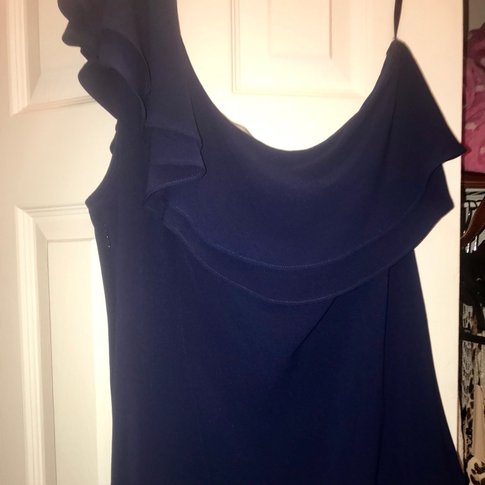 Navy one shoulder top